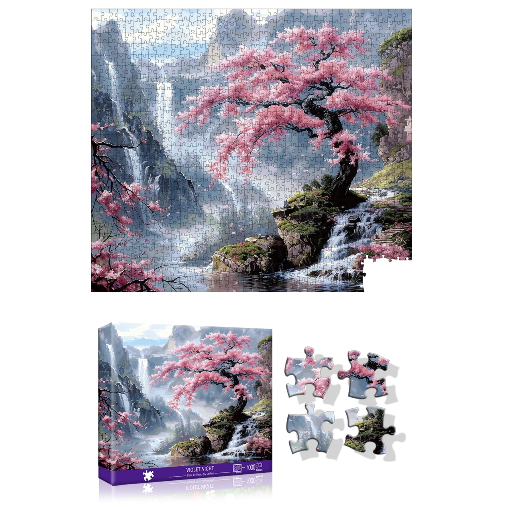 Reofrey Puzzles for Adults 1000 Pieces -CHERRY FALLS, Challenging Impossible Jigsaw Puzzles, Classic Puzzle for Fun Family Game & Unique Home Decor (21.7 x 19.3 inch/55x49cm) Idea