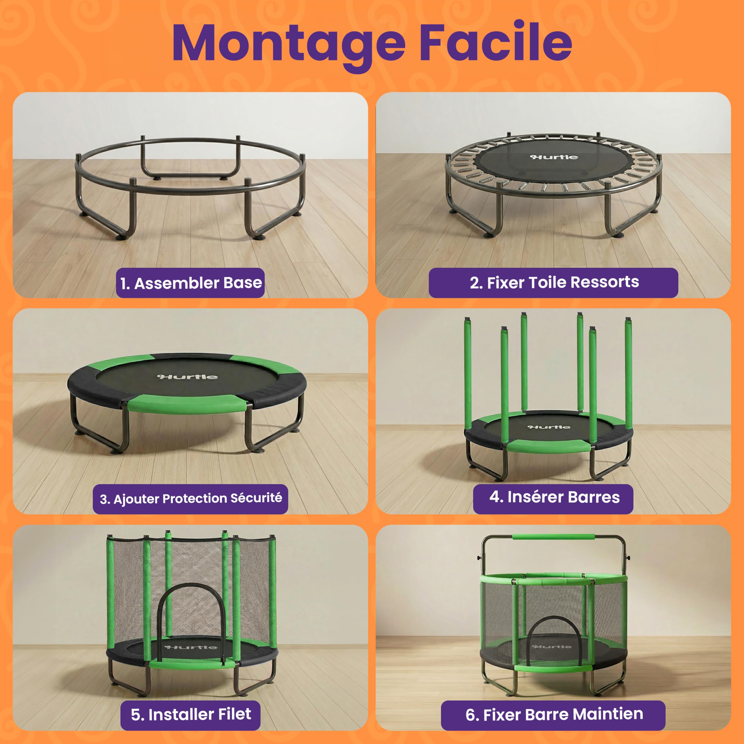 Hurtle Trampoline Enfant 140 cm avec Filet de Sécurité – Trampoline Jardin et Intérieur avec Balançoire, Sac de Frappe, Anneaux, 20 Balles, Structure Stable, Jeux Actifs dès 3 Ans