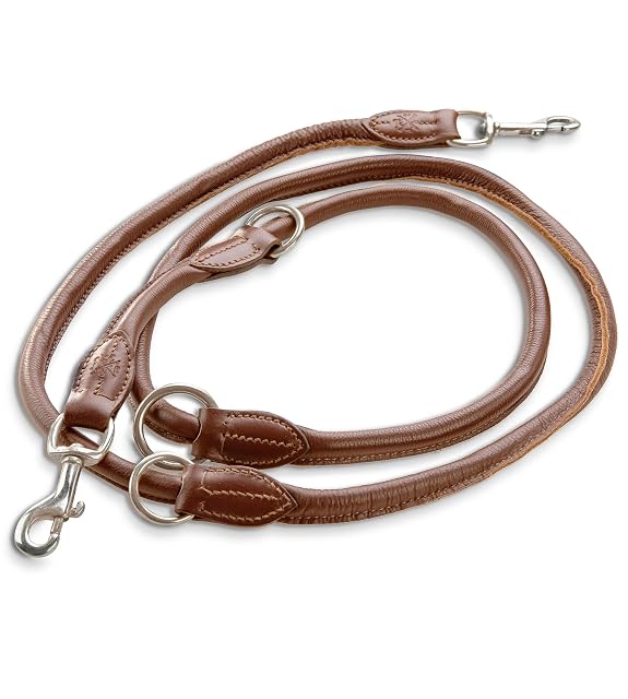 Jack & Russell Dexter - Correa de piel para perros (2,0 m, ajustable, color marrón coñac)