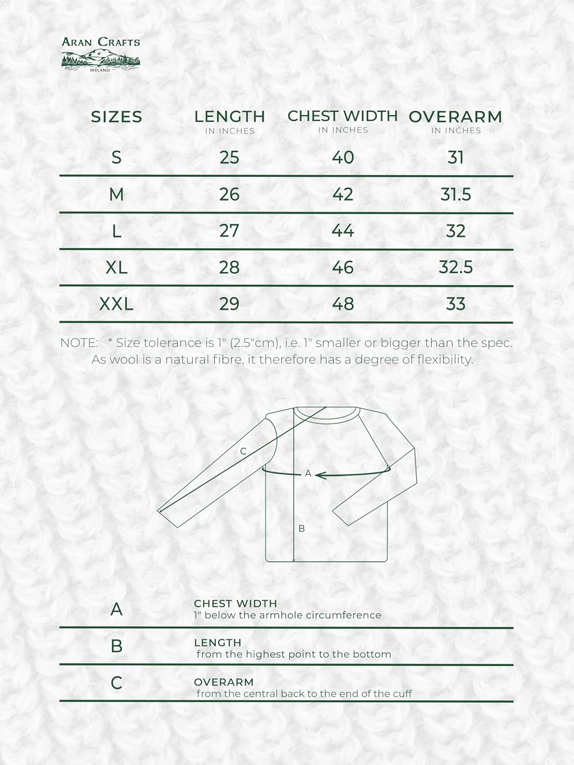 Aran Crafts Men's Fisherman Irish Rib Crew Neck Wool Sweater (100% Pure Wool) - Image 7