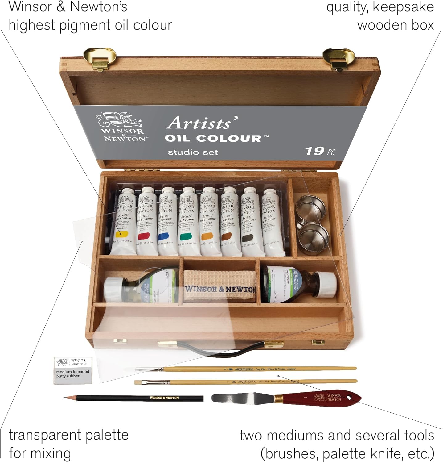 Winsor & Newton - Artists' - Oil Painting Set - Bamboo Case