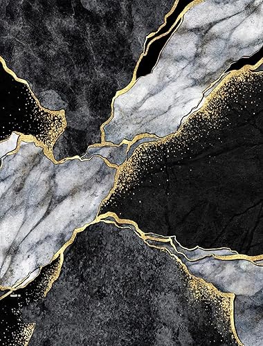 Miniatura 4 de Alfombra vintage abstracta de mármol, mármol negro y dorado, antideslizante, resistente a las manchas, suave, lavable a máquina, alfombra para