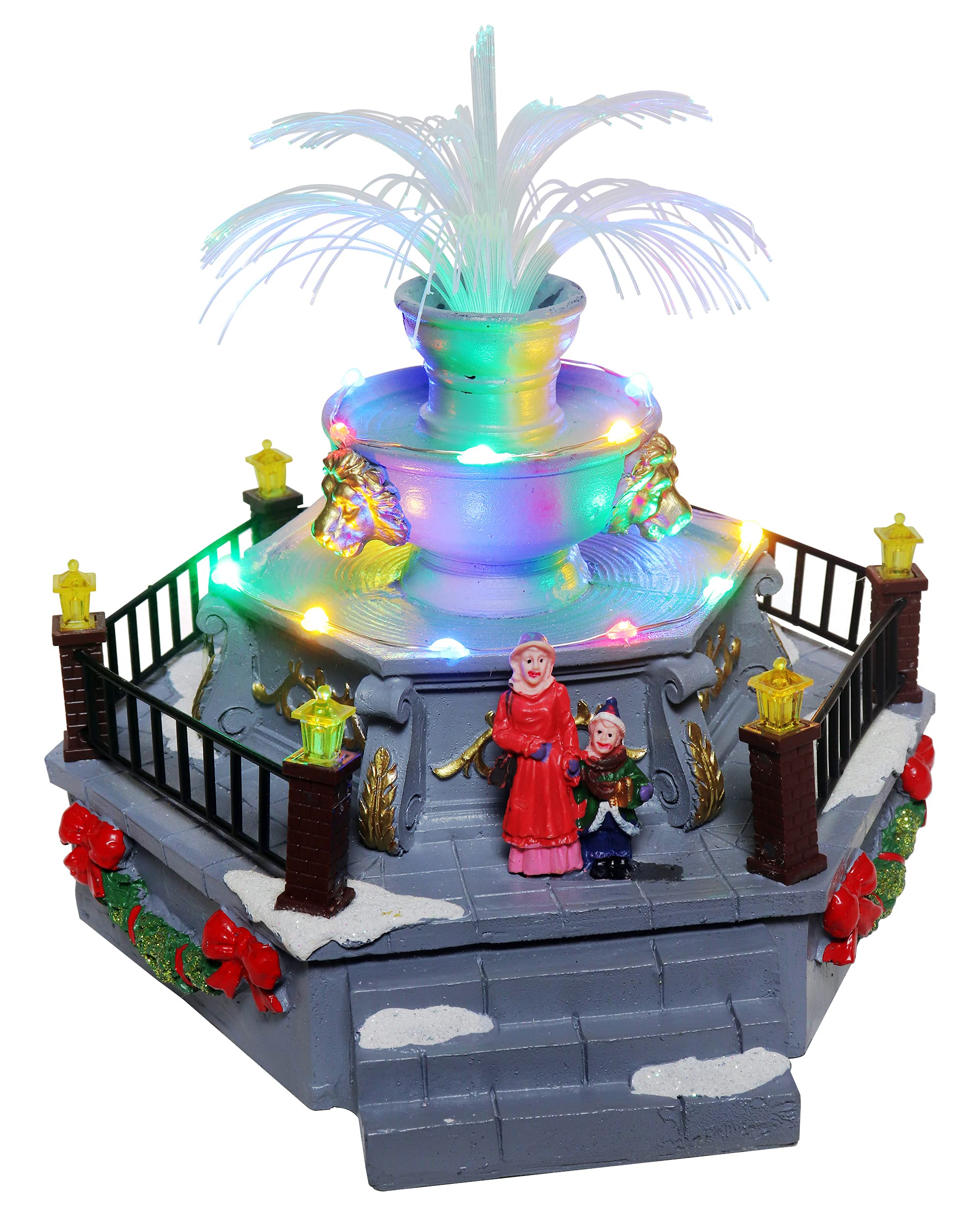 Buy Christmas Village Prelit Fountain Lighted Snow Village Fountain is