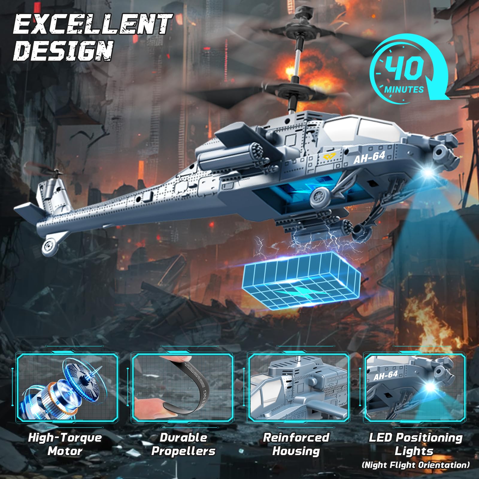 Charmofun Zdalnie sterowany helikopter (Niebieski)