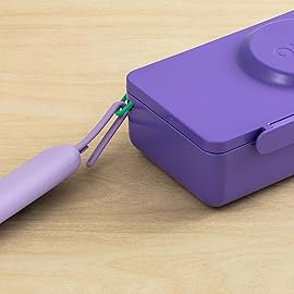 Omie OmieBox Travel Utensil Set | Fork and Spoon with Case for Easy Travel | Stainless Steel Fork and Spoon (Purple)