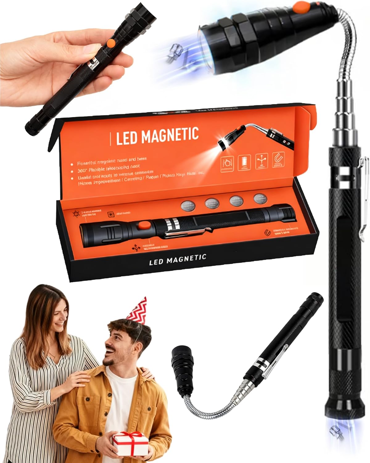 Telescoping Magnetic Pickup Tool, 360° Swivel Extensible Magnet with ...