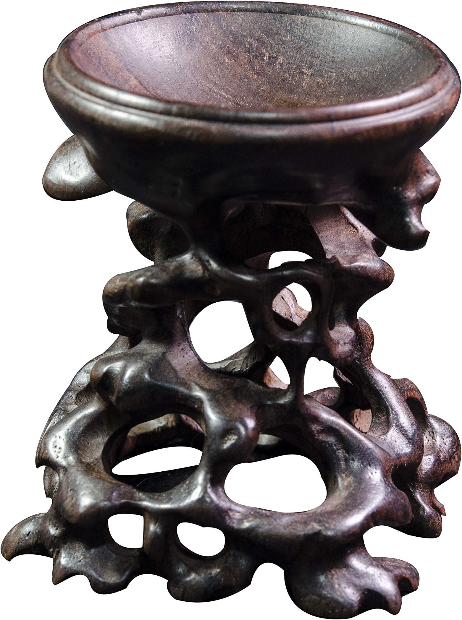 Wooden Stand for Crystal Sphere Quartz Ball Holder Orb Egg Base Hollow Wood Stand Globe Stone Decor Display (C(L)-1PC)