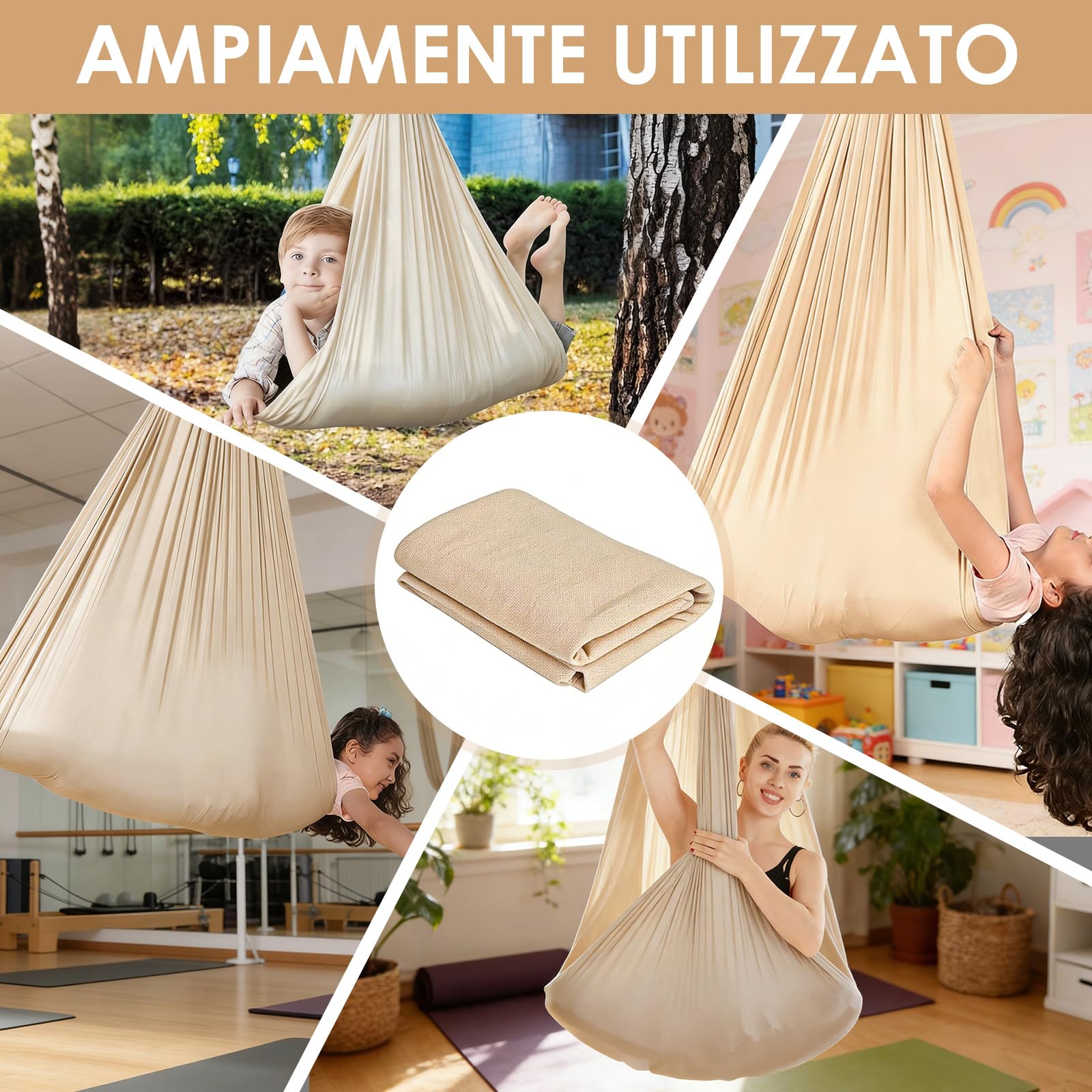Trapezio Terapeutico per Bambini 100kg 280x150cm Telo Yoga Aereo Amaca
