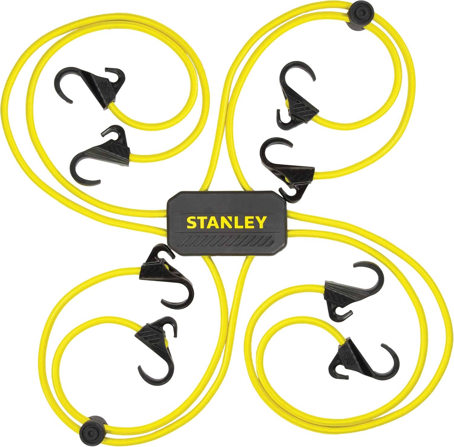 STANLEY S3007 Black/Yellow Cargo Secure Adjustable Multi-Use Bungee Web for ATV, Truck, Worksite, Camping