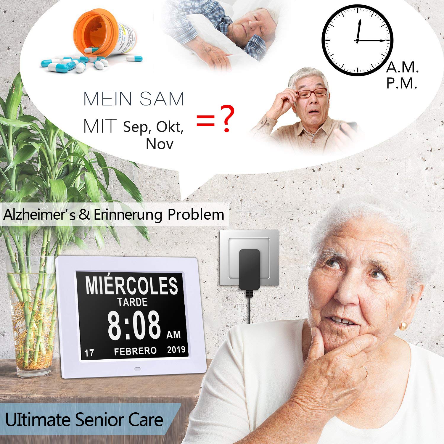 Reloj Calendario con Fecha, día y Hora | Reloj Alzheimer | Reloj Tercera Edad