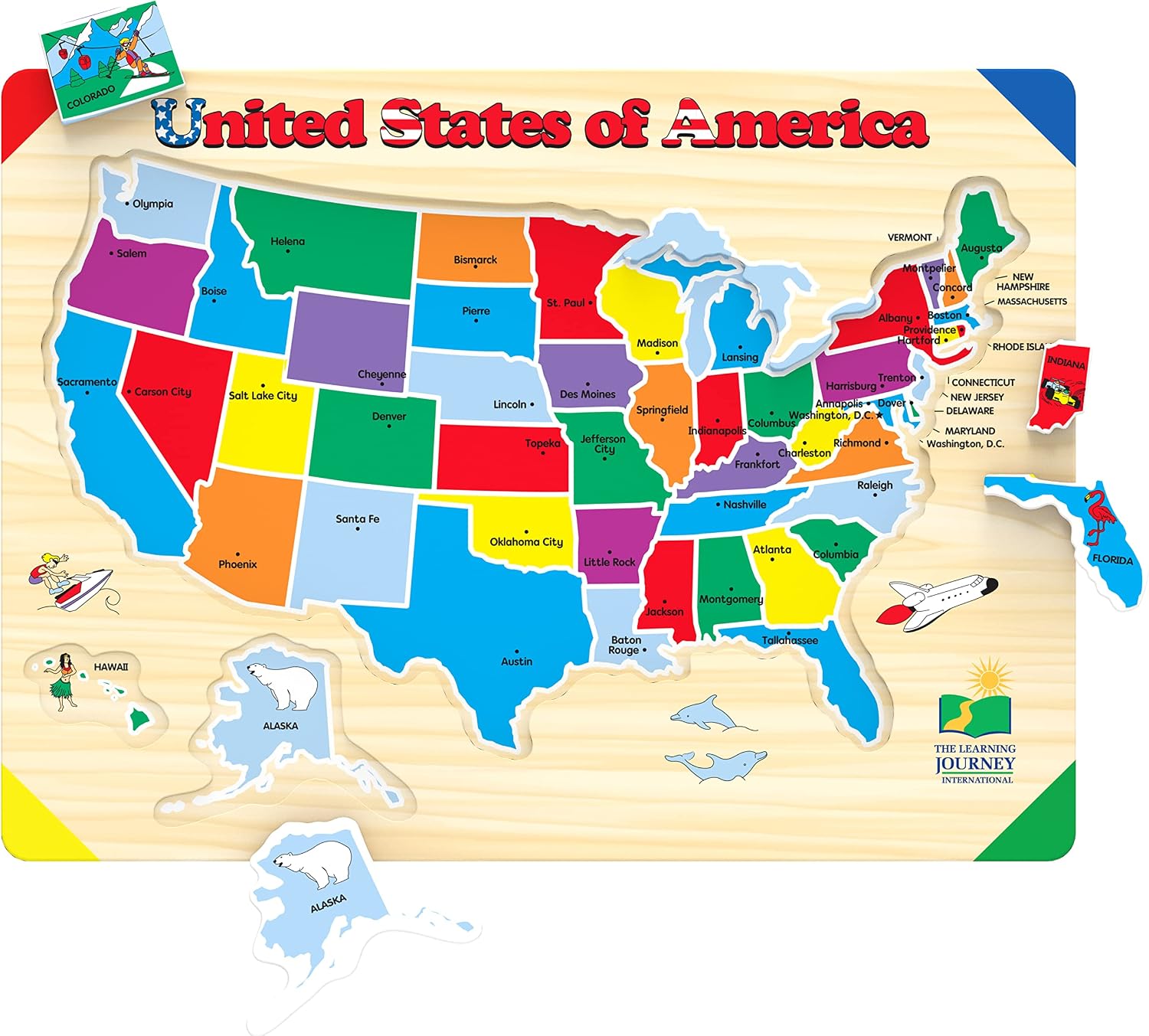 The Learning Journey Lift & Learn Puzzle - USA Map Puzzle for Kids - Preschool Toys & Gifts for Boys & Girls Ages 3 and Up - United States Puzzle for Kids - Award Winning Toys