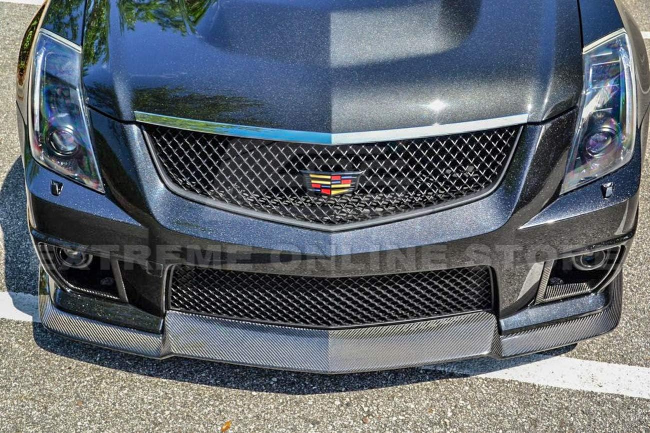 Replacement For 2009-2015 Cadillac CTS-V Sedan & Wagon Models | Carbon Package Style CARBON FIBER Front Bumper Lower Lip Splitter & Side Skirts Rocker Panel Pair
