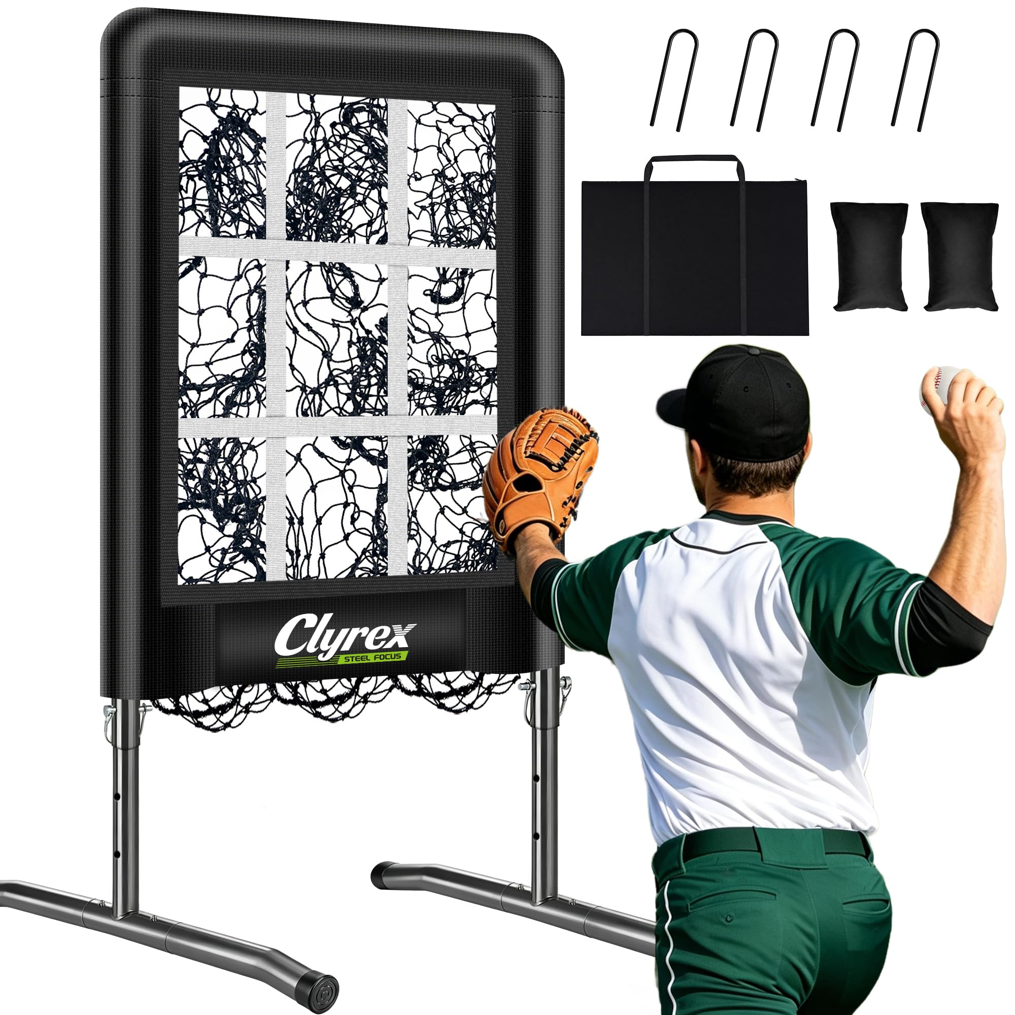 9 Hole Pitching Net with Strike Zone, Baseball Softball Pitching Target for Accuracy Training