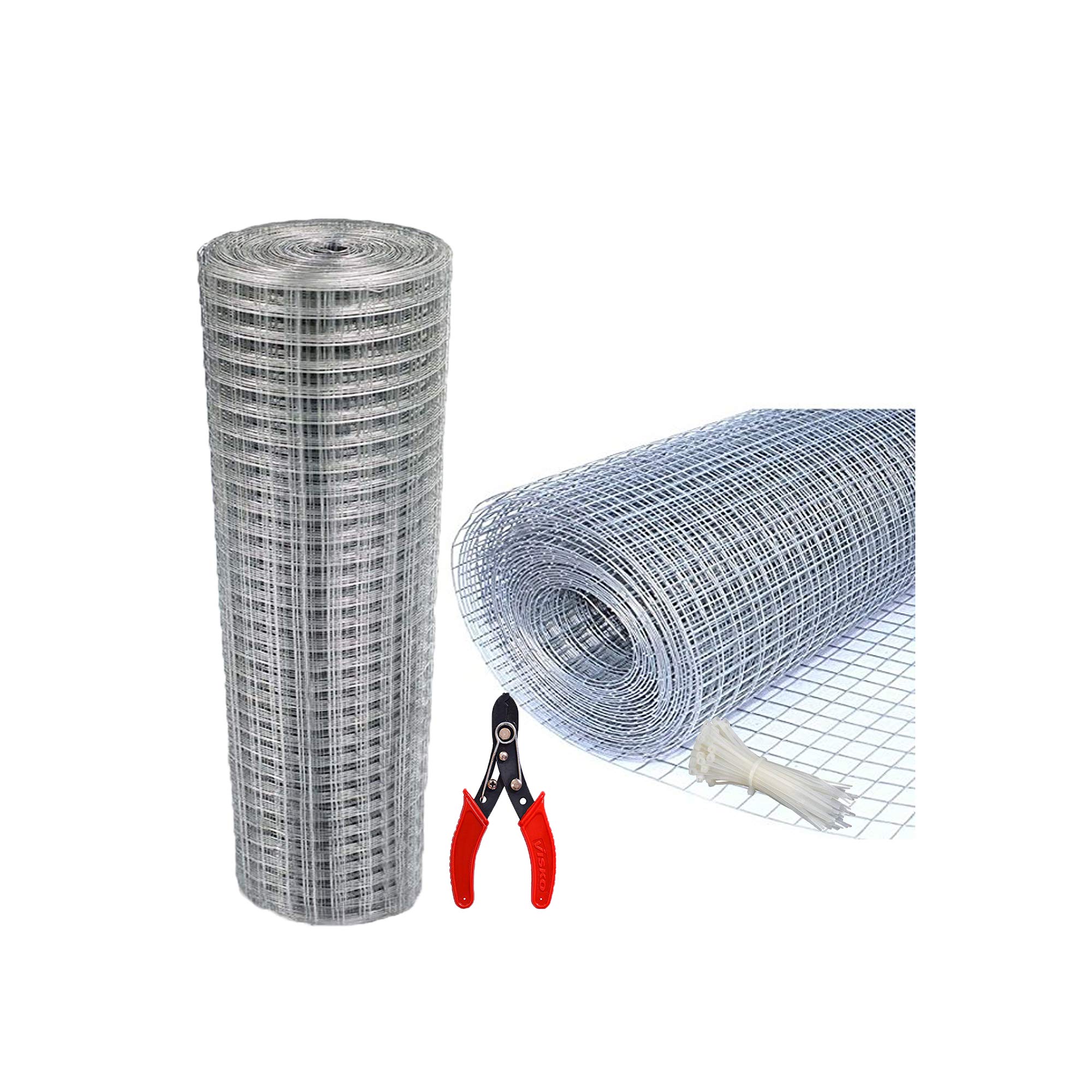 Sai Praseeda Welding Wire Garden Fencing Iron Net With 18 Guage Anti Bird 3Feet/20Feet Netting Uv Stablized With 6 Months Guarantee Free 1 Cutter,100 Pvc Wire Tags, Silver