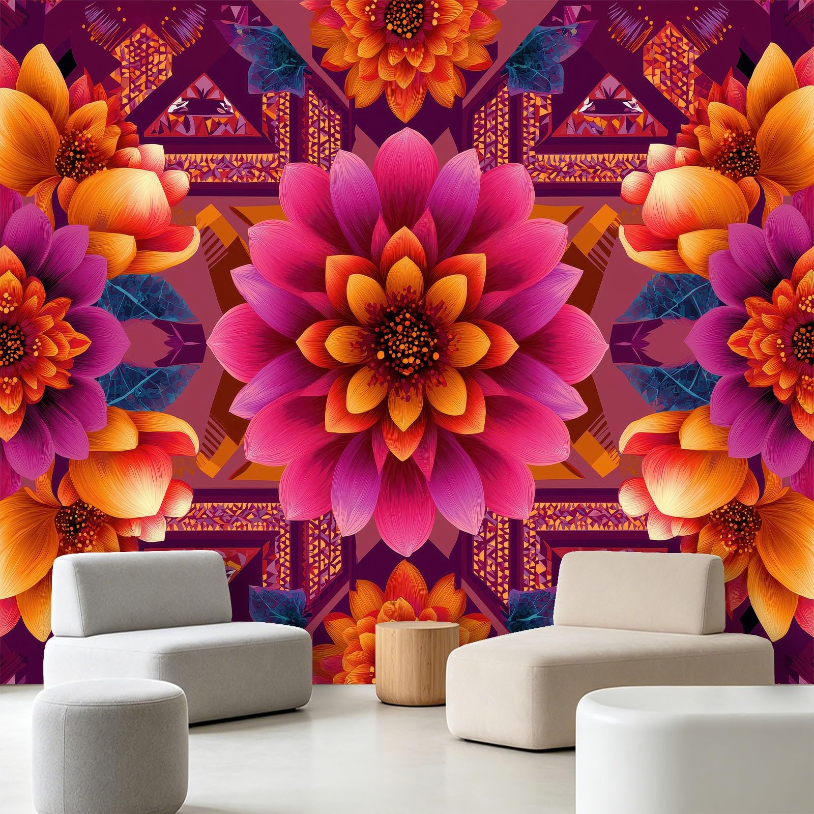 Carta da parati panoramica in tessuto non tessuto, fiori floreali, 350 x 256 cm, geometrica astratta, dipinti da parete, per soggiorno, camera da letto, sfondo TV
