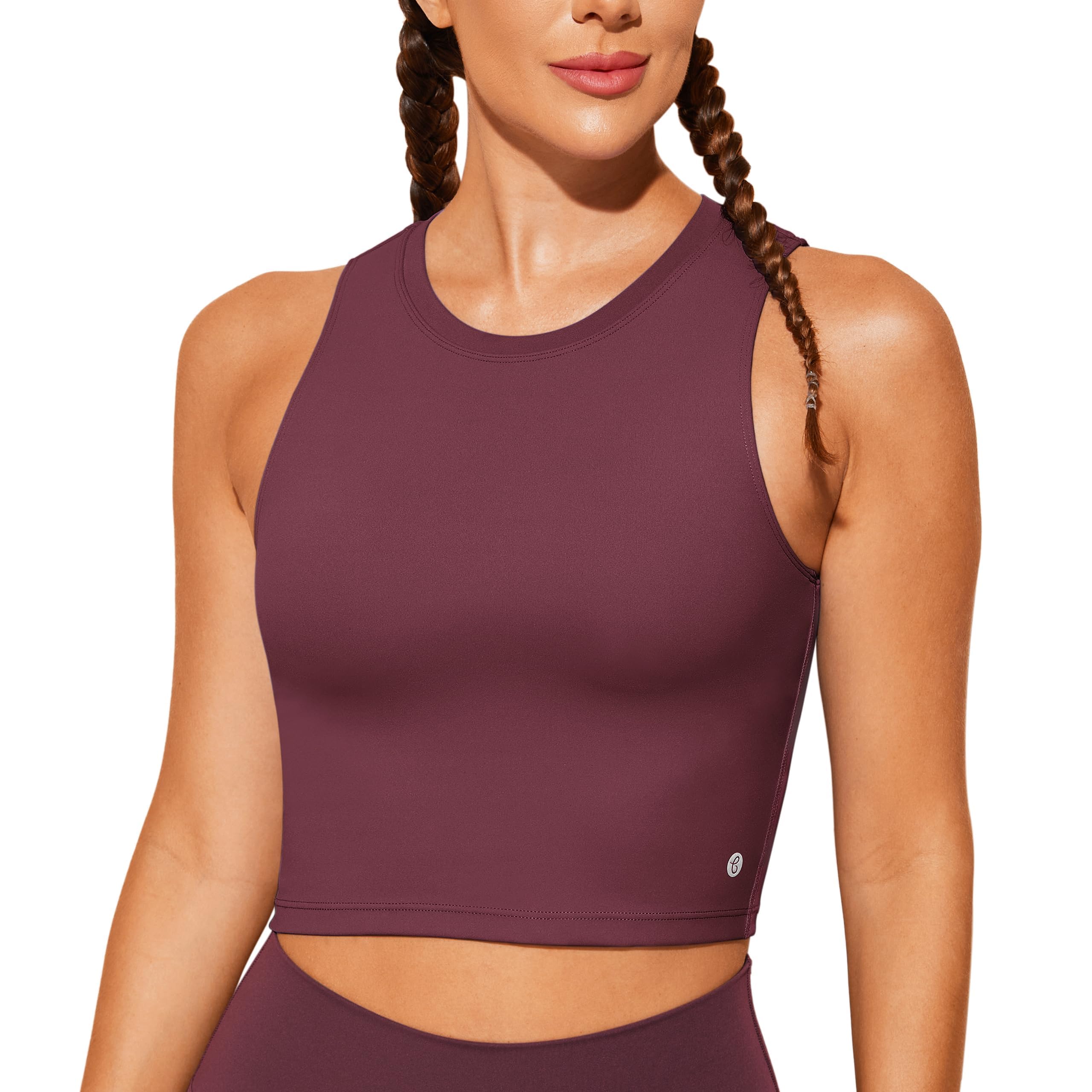 BAYDI Nudi Sport BH Damen ohne Buegel Bustier Abnehmbare Gepolsterte Crop-Tops Hochgeschlossenes Tanktop Yoga Fitness Soft Bra