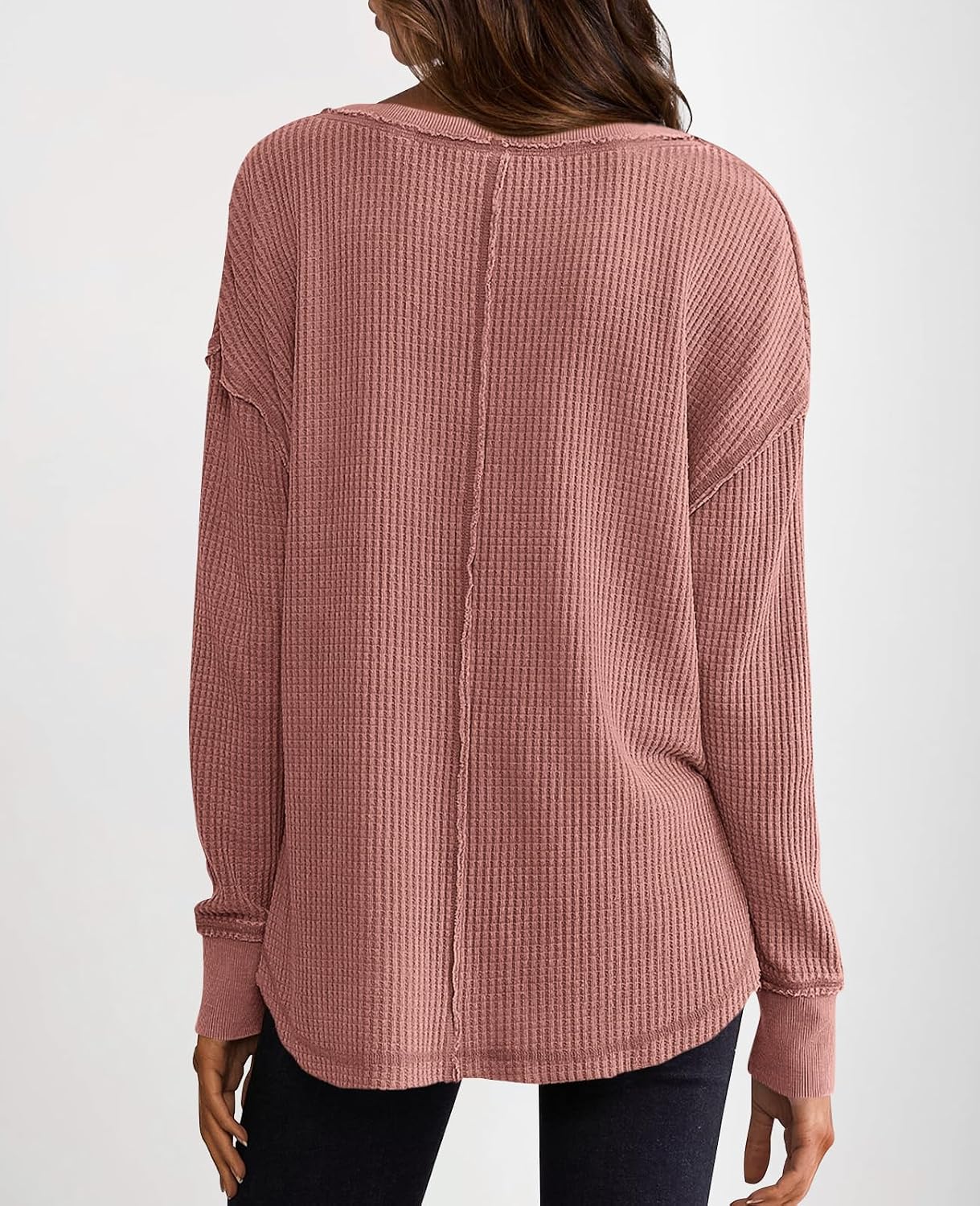 PRETTYGARDEN Womens Fall Fashion 2026 Waffle Knit Long Sleeve Tunic Tops for Women Loose Fit Dressy Casual V Neck Shirts