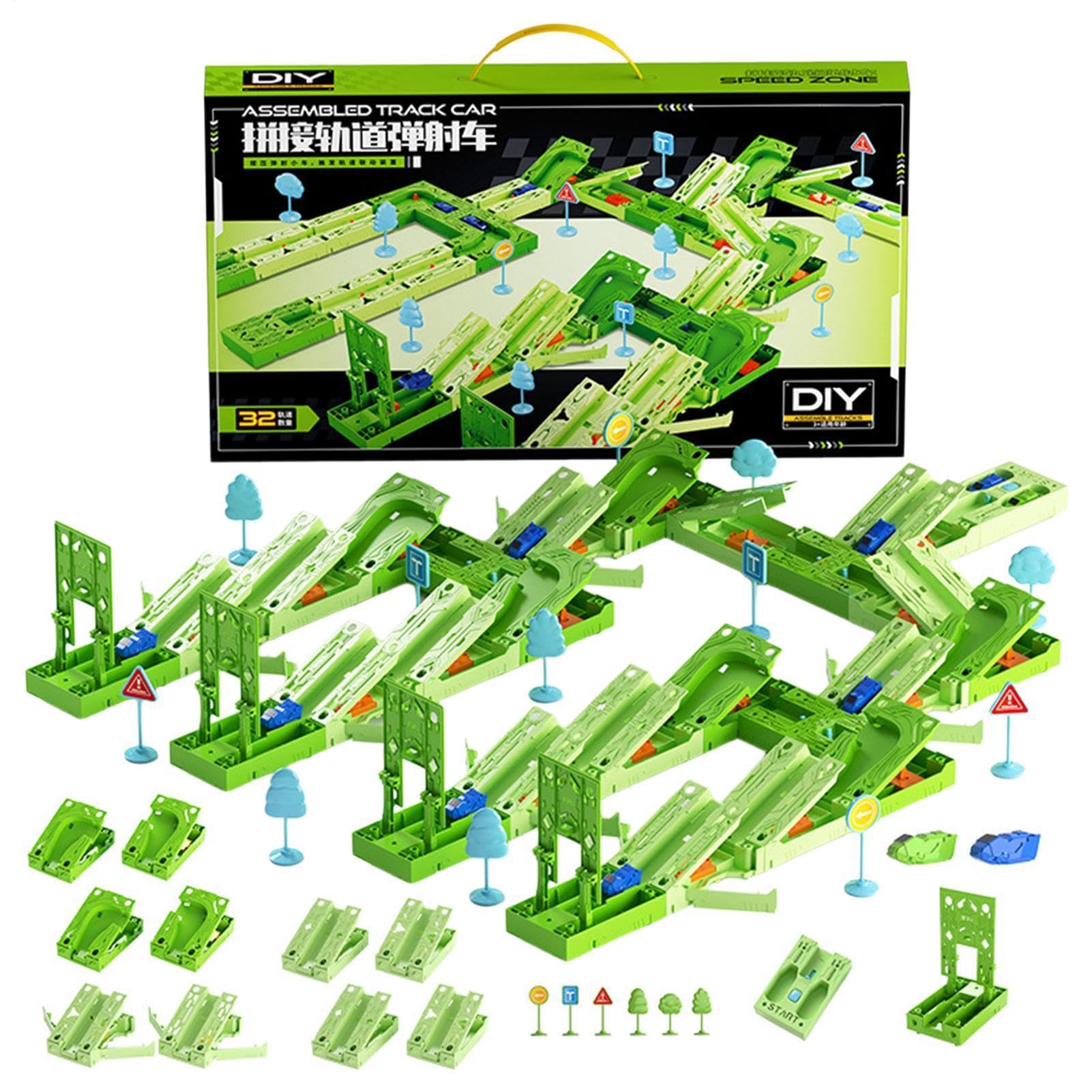 Zestaw Torów Samochodowych dla Dzieci Elastyczny Interaktywny Zestaw Puzzle | Puzzle Podłogowe Tory Samochodowe Zabawki do ogrodu, na podwórko, w podróż, do szkoły, na im