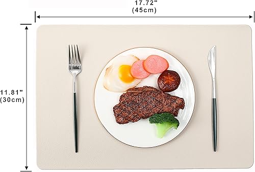 Miniatura 4 de ZURLEFY Juego de 4 manteles individuales duraderos, lavables, para interiores y exteriores, para mesa de comedor (beige 4)