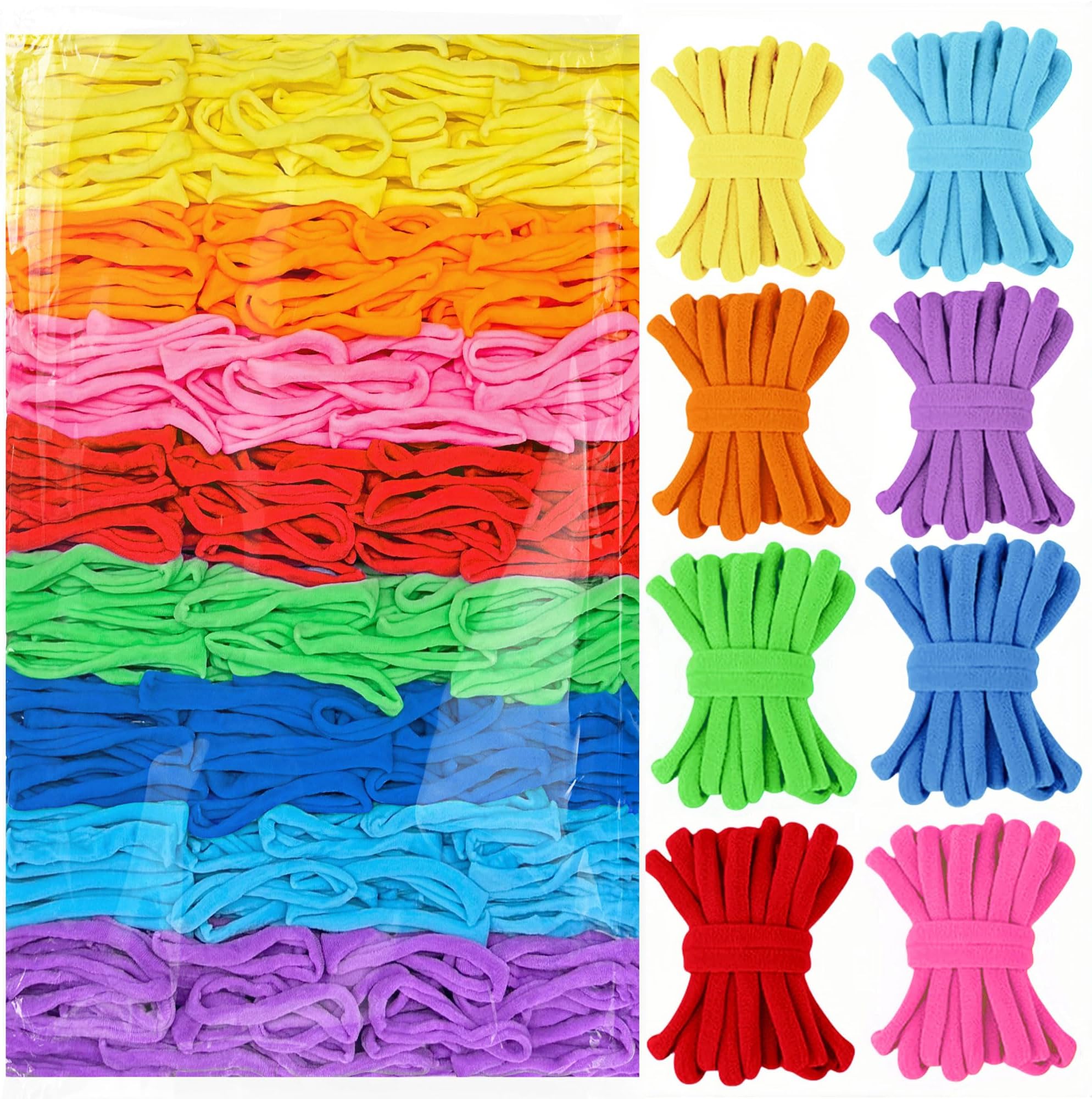 800pcs Refill Loops for 7-Inch Weaving Loom - 8 Color Loom Loops for Potholder Making, Durable Nylon Craft Bands for Kids Adults DIY Projects,Rainbow Color