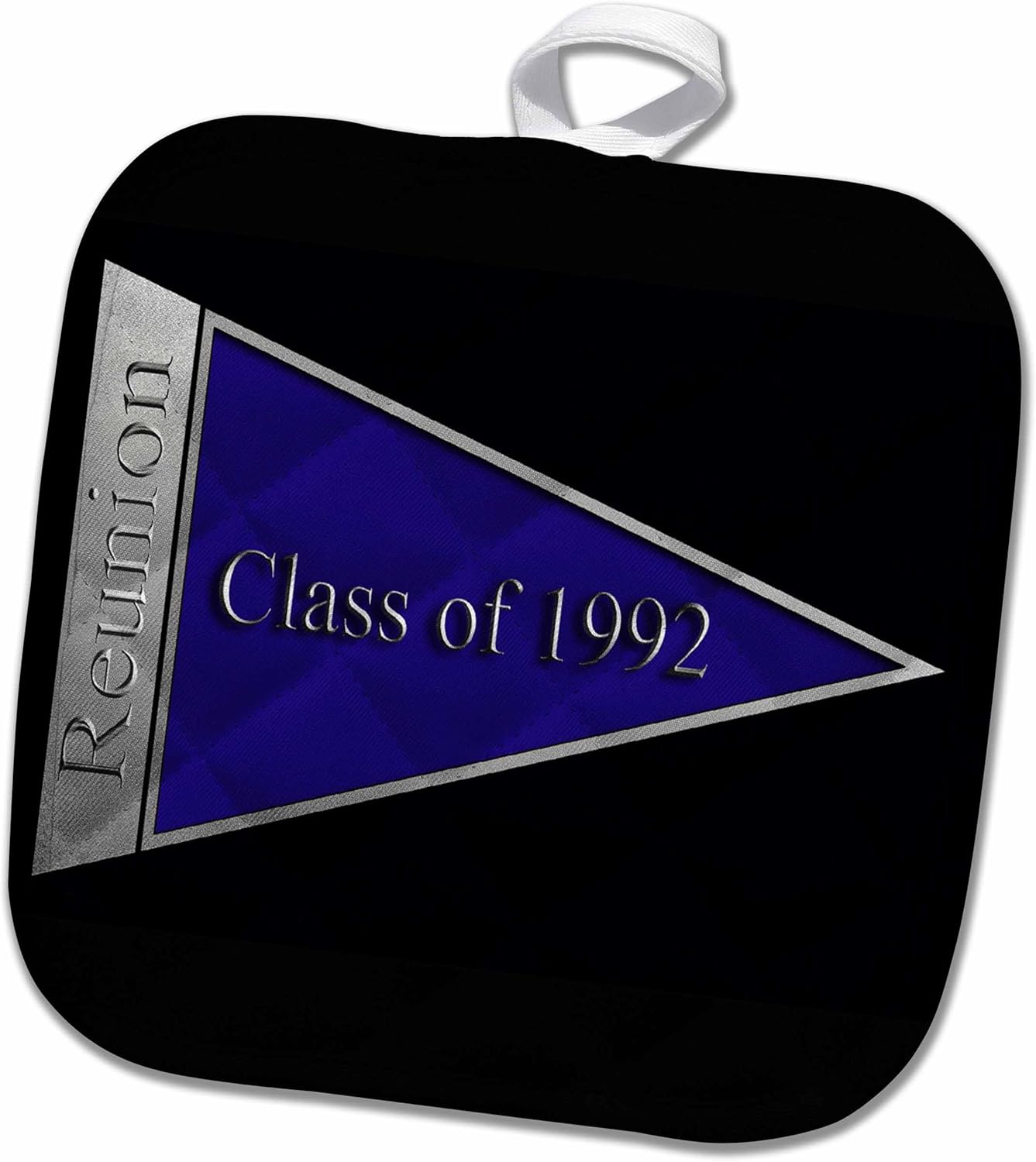 3D Rose Class Reunion Design 1992 Blue Pot Holder, 8" x 8"