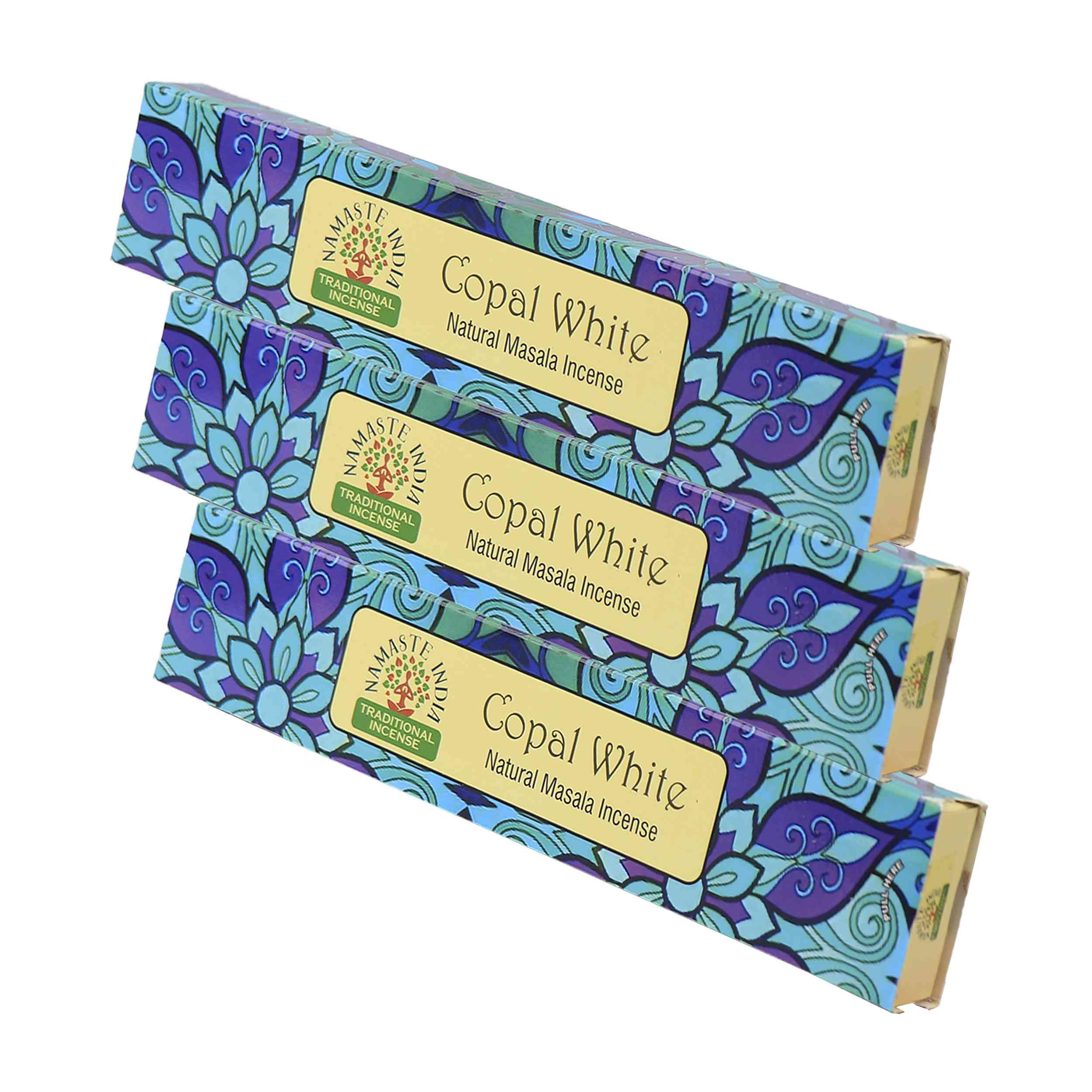 NKlaus 3 x Copal White Incense Sticks - 45 g Traditional Indian Incense, Natural Fragrance for Energetic Cleansing, Meditation & Rituals