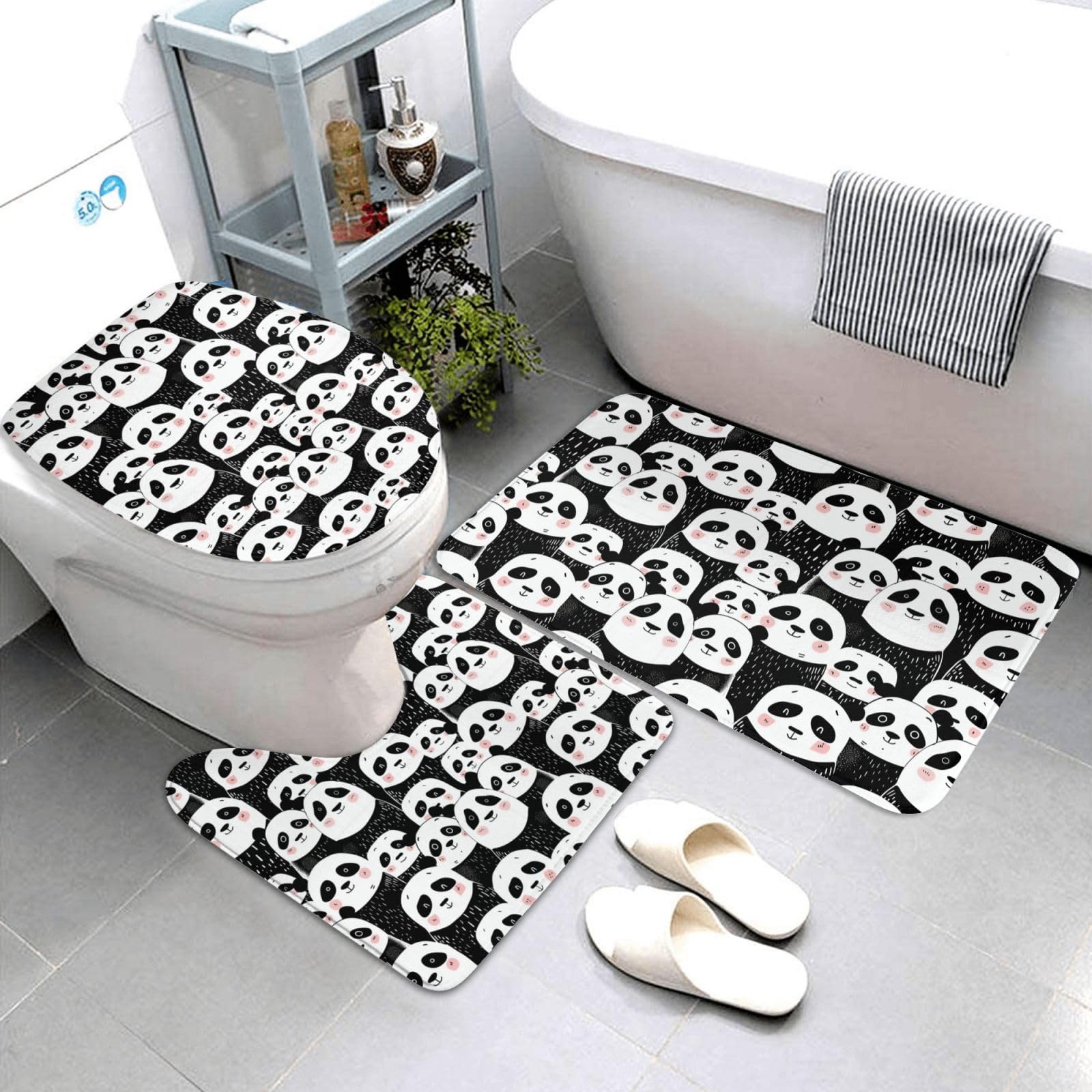 Tapis de salle de bain panda en forme de U pour des toilettes mignonnes et sèches