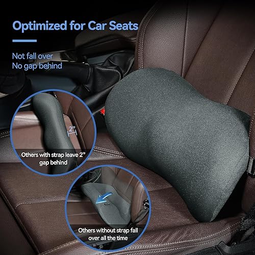 Miniatura 3 de SHAKERINO Almohada de apoyo lumbar, almohada lumbar de espuma viscoelástica para soporte de espalda baja, cojín de espalda con correa para aliviar