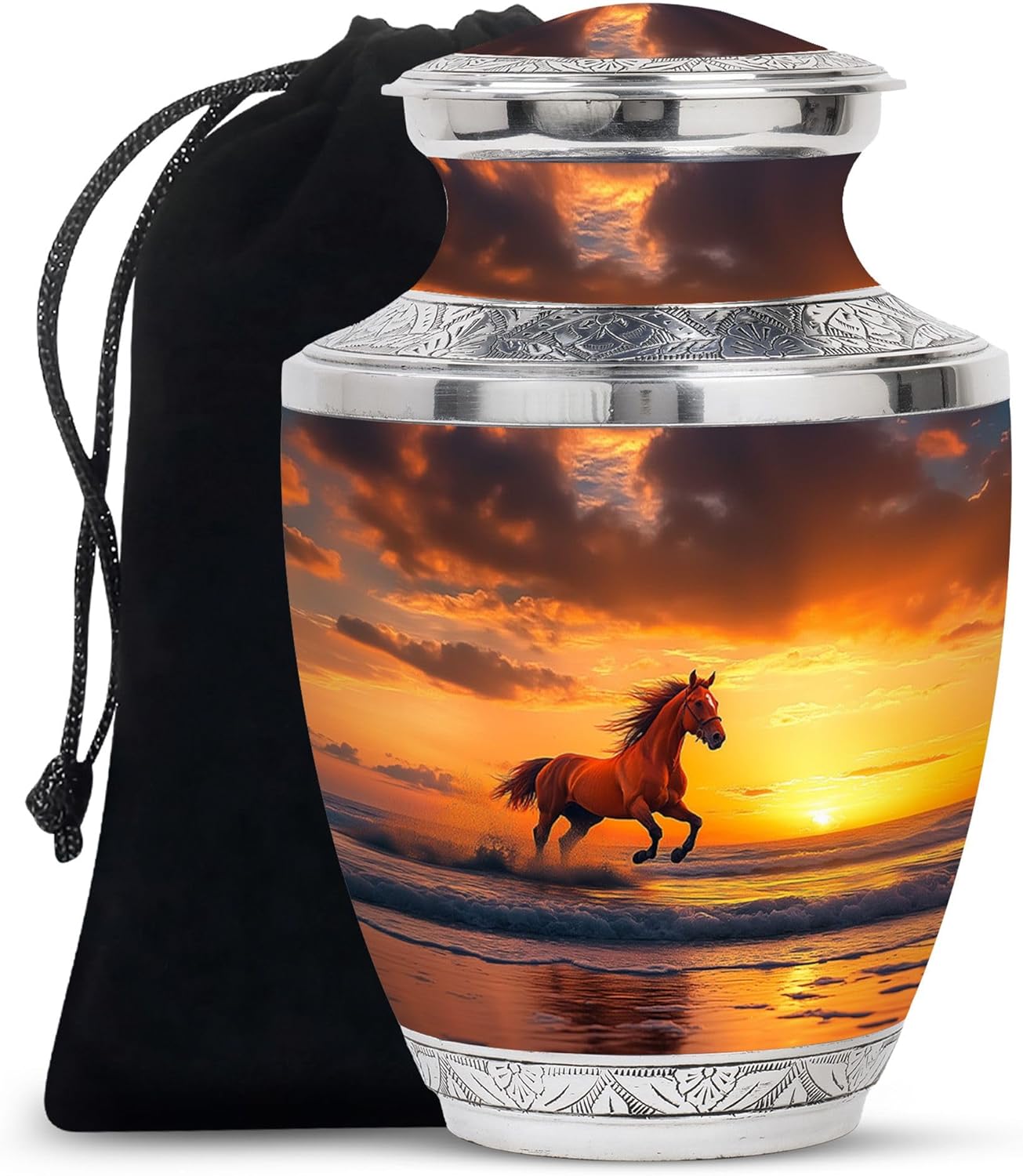 Horse Ashes Keepsake Urn, Cremation Urns for Male and Female, Large Urn for Couples, Burial and Funeral Urns for Human Ash, 10 Inch
