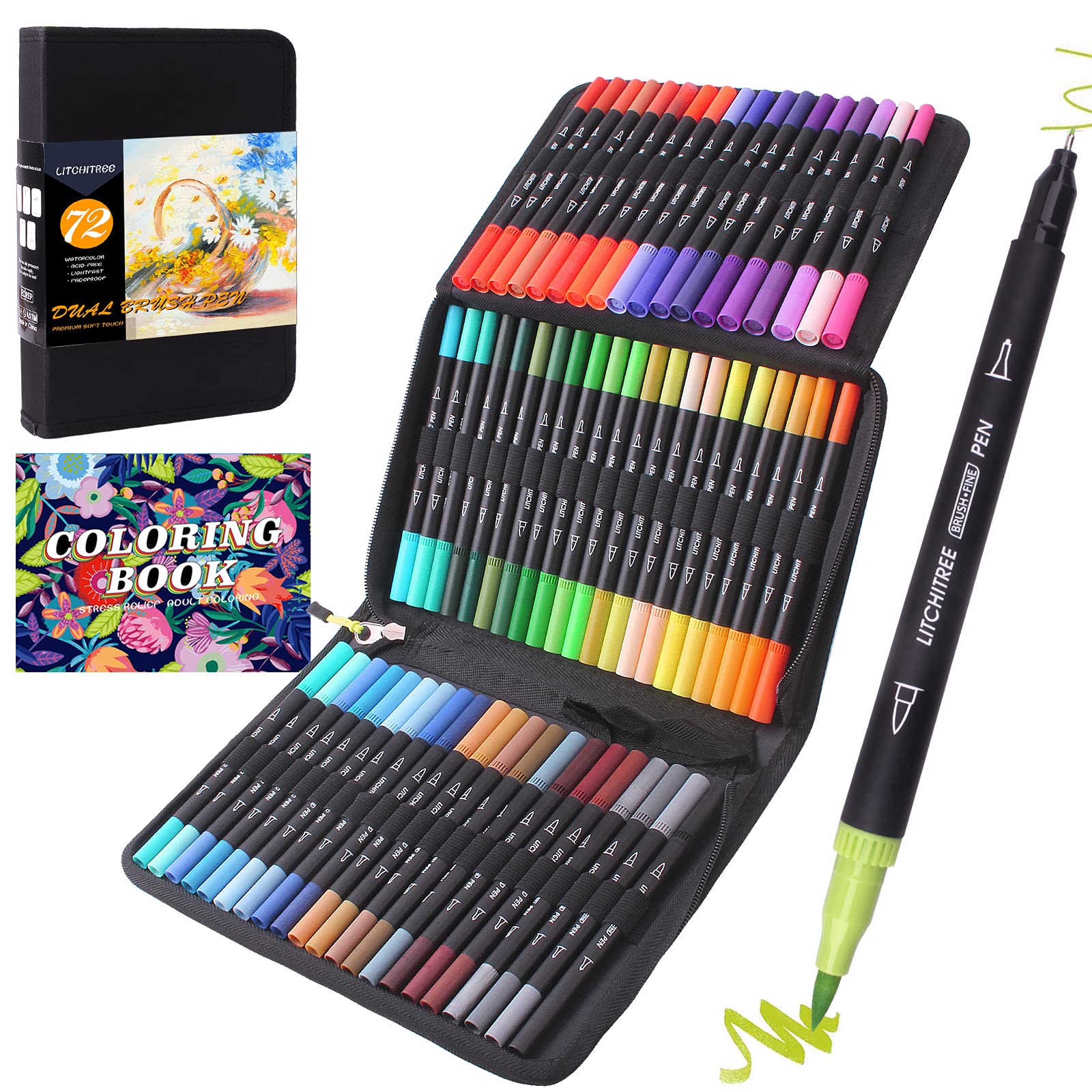72 Dual Brush Pens Art Markers for Artists,Fineliners Felt Tip Pens