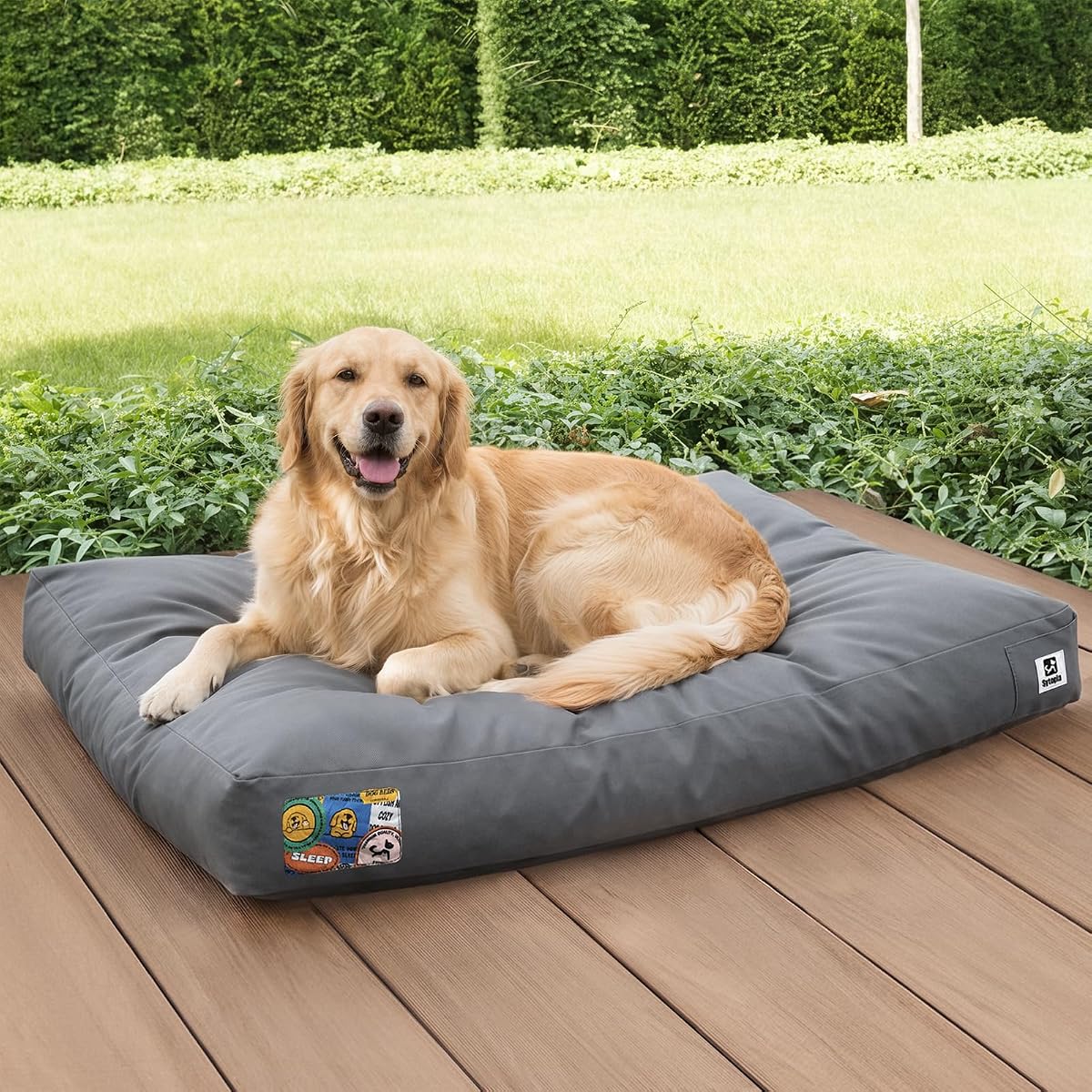 Waterproof Outdoor Dog Bed for Large & Senior Dogs, Orthopedic Egg Crate Foam Pet Mat with Removable Washable Cover, Outdoor Indoor Crate Bed for Patio, Camping, Travel & Home 42inch, Grey