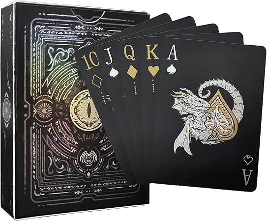 Amazon Co Jp Wjpc 簡単シャッフルプラスチック防水トランプ クールなブラックドラゴン ポーカーカード ゲームやパーティー用 カードデッキ ドラゴン おもちゃ