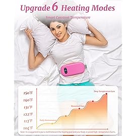 Portable Heating Pad for Cramps, Upgrade Cordless Electric Period Fast Heating Pad for Back Pain Relief Menstrual Belt 6 Heat 6 Massage Modes Gifts for Women Girls Her Girlfriend Rose Pink