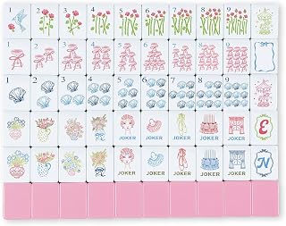 Arrowbash 160 Pcs Mini Mahjong Tiles Set 1.2 Inch 8 Patterns, Light Pink