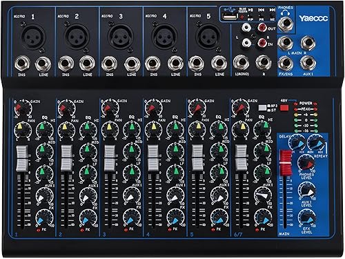 Mezclador profesional alimentado de 47 canales mezcla de energía estudio en vivo sonido mezclador DJ consola de mezcla con ranura USB 7 canales