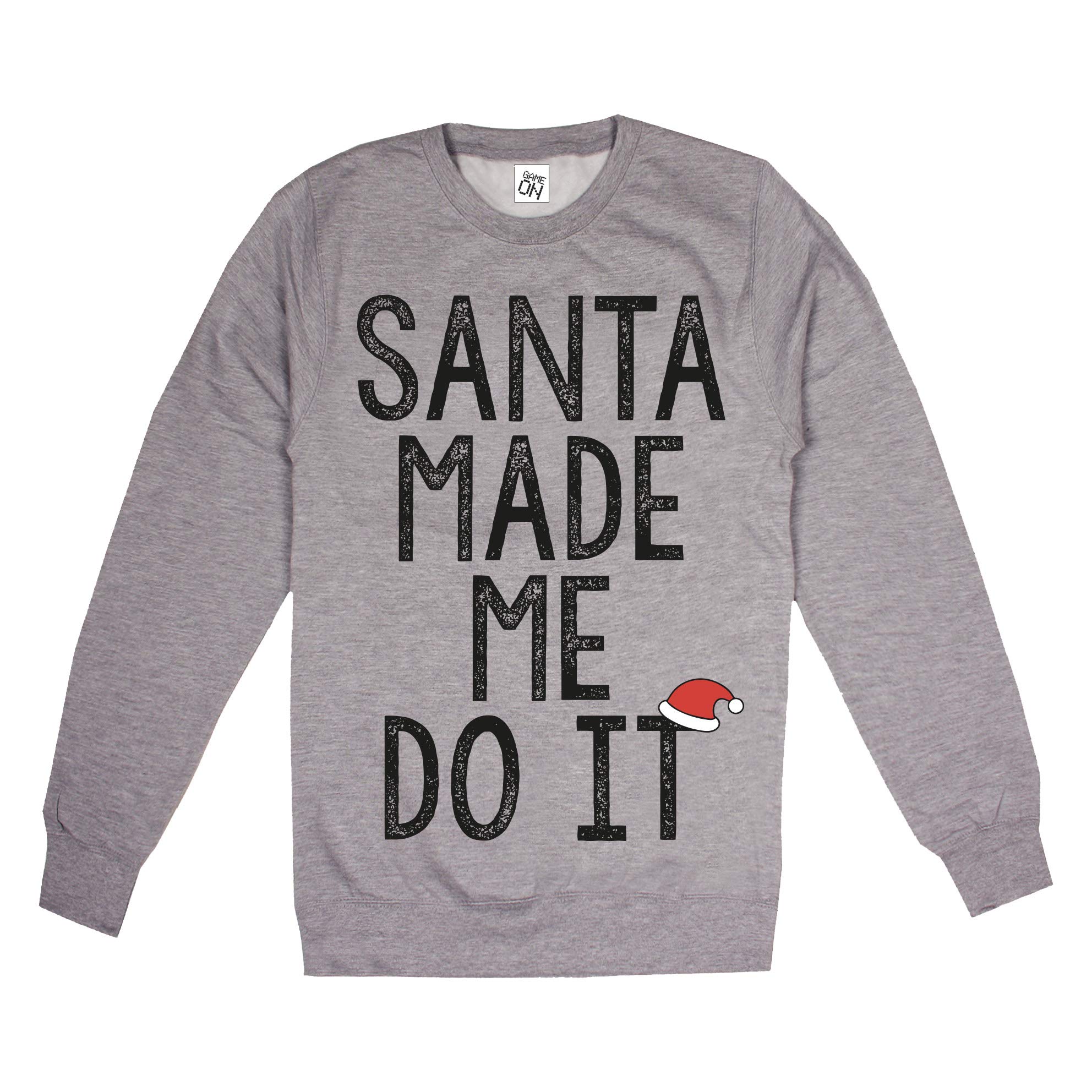 GAME ON Women's Santa Made Me Sweatshirt, Grey (Heather Grey Hgy), 14 UK