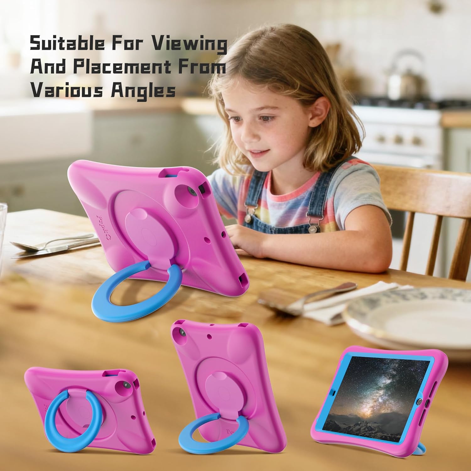 Pepkoo EVA Anti-Fall 9.7 for iPad Case,Compatible with iPad 5th/6th/Air/Air2,with Adjustable Bracket, Provides 360 Comprehensive Protection for iPads.