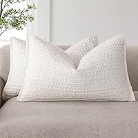 Vista 23 de Foindtower Juego de 2 fundas de almohada decorativas de algodón con tejido de gofre, fundas de cojín europeas para cama, sofá, dormitorio, sala