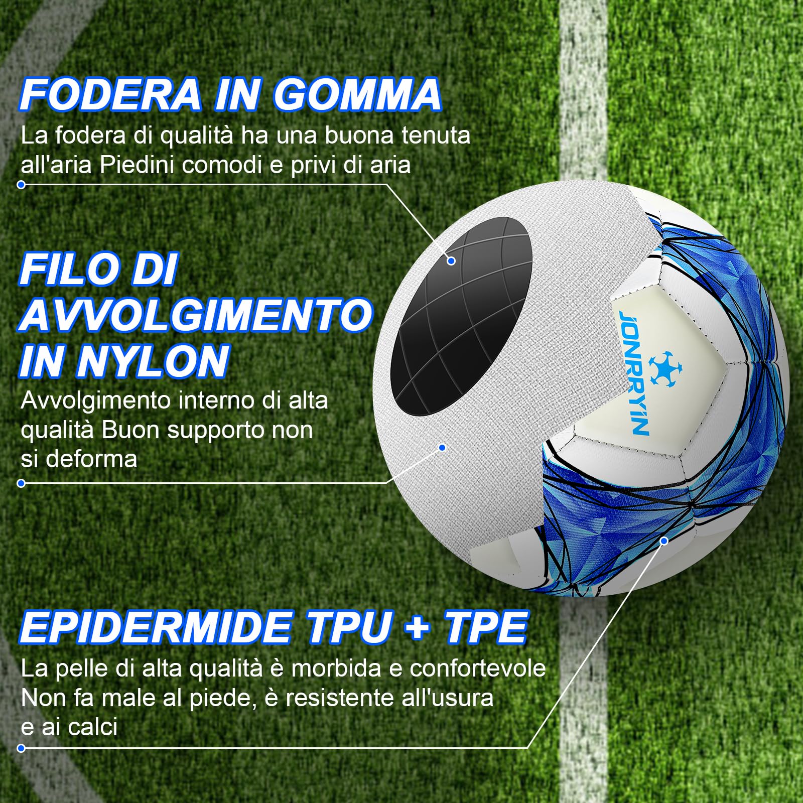 JONRRYIN Pallone Calcio Bambino, Size 5 pallone da Calcio Bagliore al Buio, Palloni Calcio Misura 5 con Zaino e Borsa a Rete Pompa, Pallone da Calcio a Fluorescenza per Allenamenti e Giochi