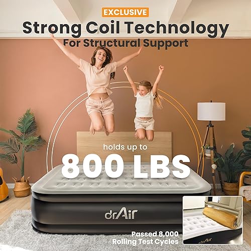 Vista 4 de Colchón de aire Queen con bomba incorporada, colchón inflable elevado de 18 pulgadas, cama de aire de panal máximo de 800 libras, prueba a prueba