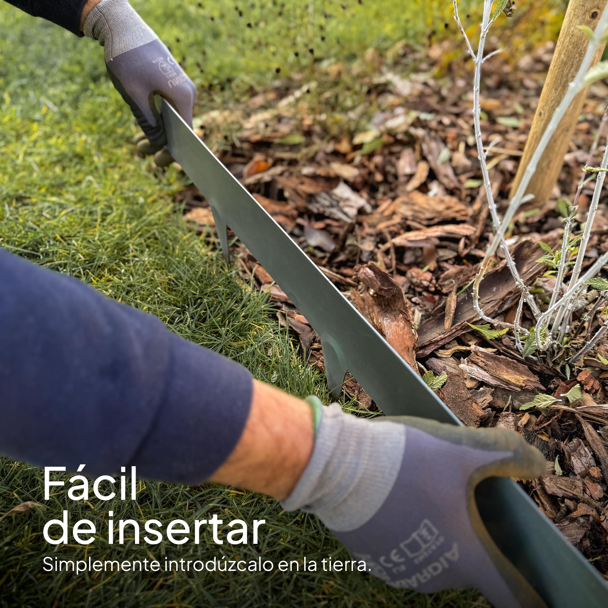 UNIGARDIA Borduras Jardín Flexible con Piquetas 10 m - Bordura Metálica de 15 cm de Altura - Fácil de Instalar - Separador Jardín Exterior con Guantes Incluidos - Acero Galvanizado