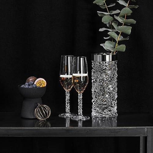 Miniatura 5 de Orrefors Juego de 2 copas de cristal champánflauta de 8 quilates, color plateado