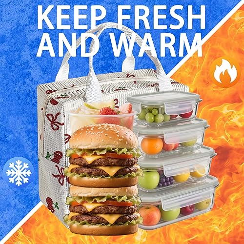 Miniatura 6 de Lonchera para mujeres y hombres, bolsa de almuerzo de tela aislada para el trabajo, lonchera para adultos a prueba de fugas, bolsa de almuerzo más