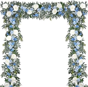 DearHouse 2Pack Artificial Peony Flower Garland - 6ft/Strand Silk Peony Flower Greenery Garland with Fake Willow Leaves for Wedding Ceremony Backdrop Party Table Centerpieces Decor Blue