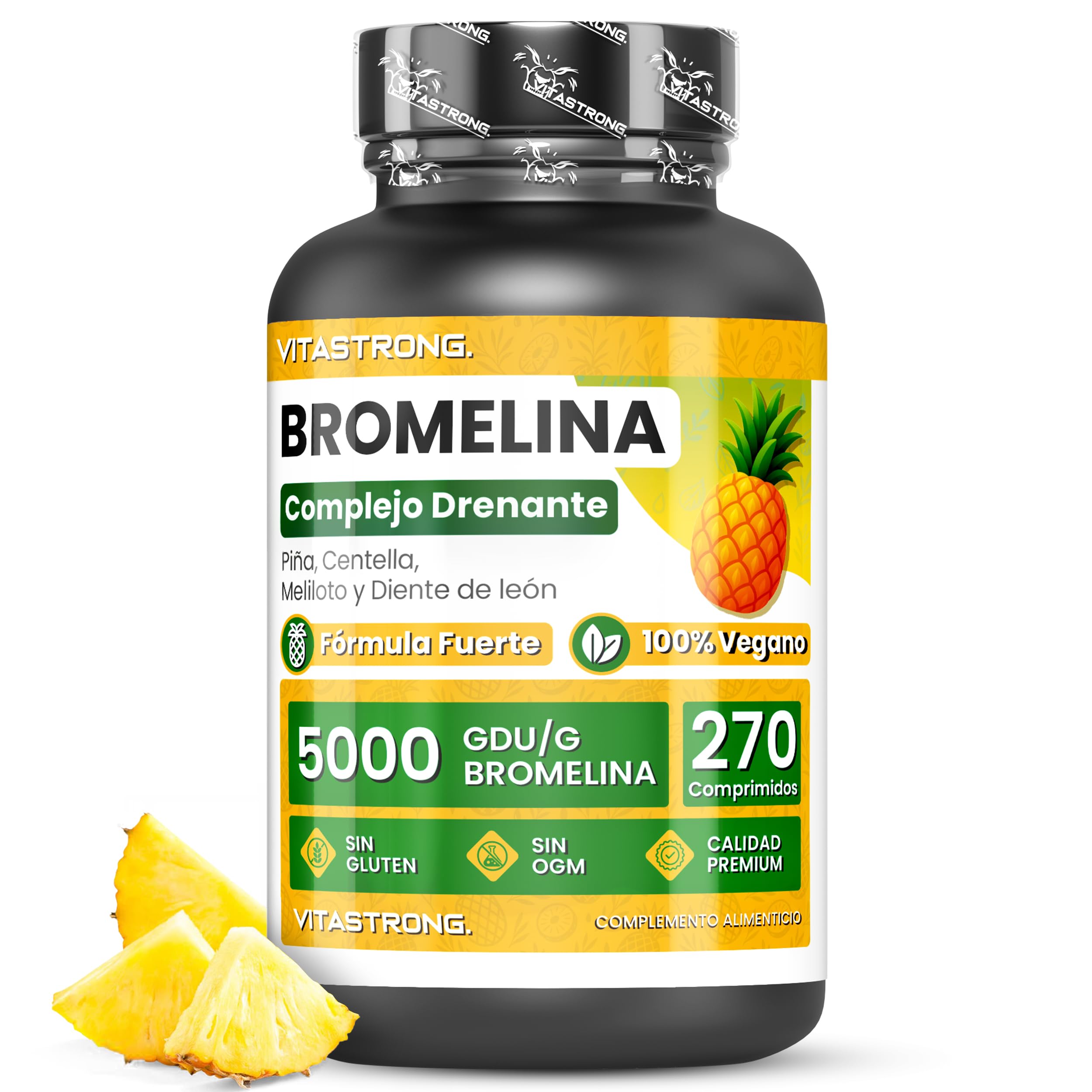Vitastrong Bromelina Extra Fuerte Vitastrong Vegana, 270 Comprimidos 270 unidade