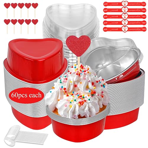 YQER 60 Pack Heart Shaped Cake Pans 3.4oz