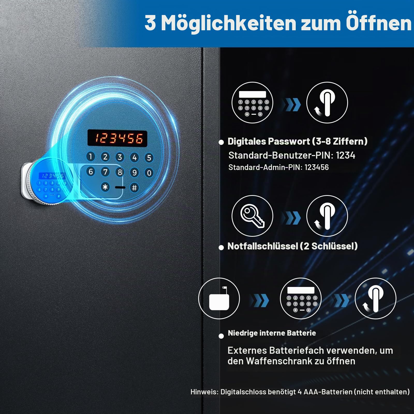 COSTWAY Waffenschrank für 6 Gewehre, Langwaffenschrank aus Stahl