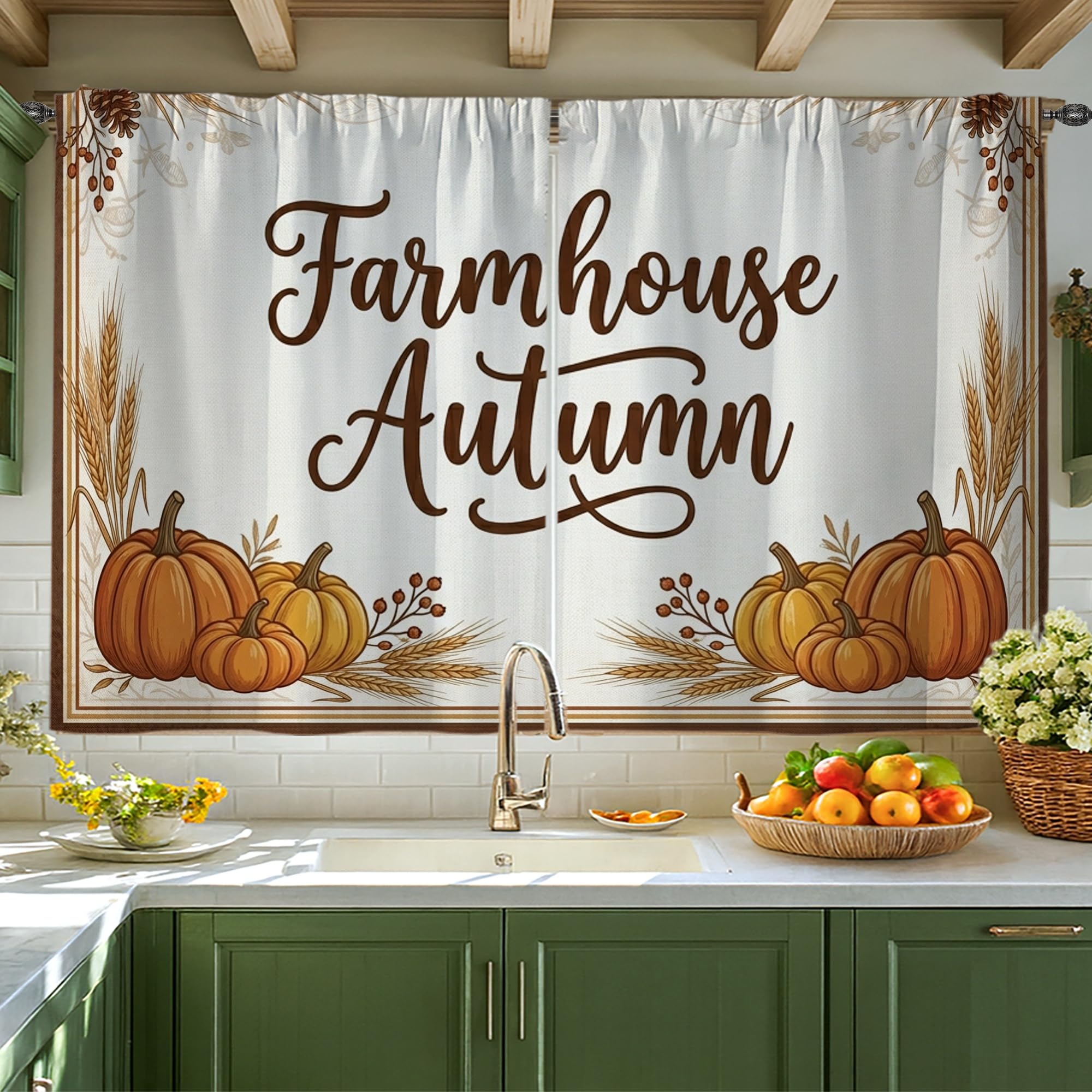 Rideaux de fenêtre étroits style rustique orange pour petit évier RV