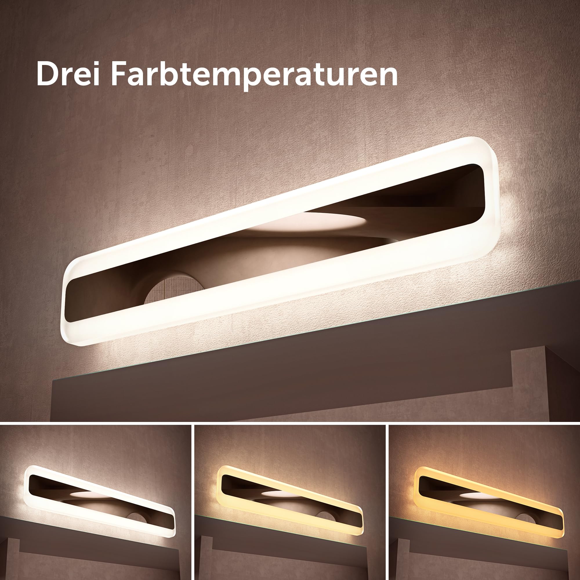 doporro LED Spiegelleuchte Badezimmerleuchte Chrom 60cm - 20W Spiegellampe 3000K-6000K - Stylische Wandleuchte für Badbeleuchtung LumaRay