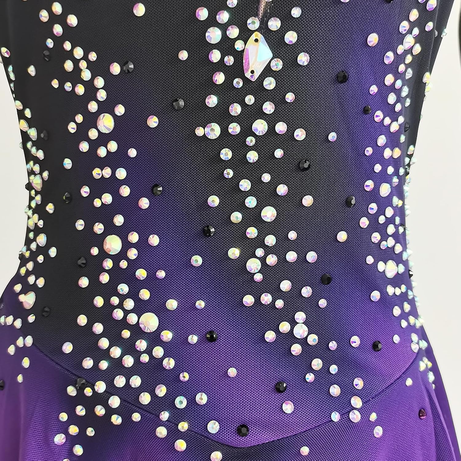 LIUHUO Ice Figure Skating Dress Girls' Long Sleeve Competition Elegant Handmade Crystal Womens